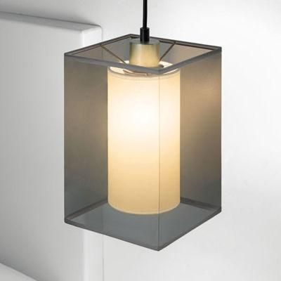 Contemporary Mini Hanging Pendant Lamp Cylinder Dual Glass Kitchen Pendant Light