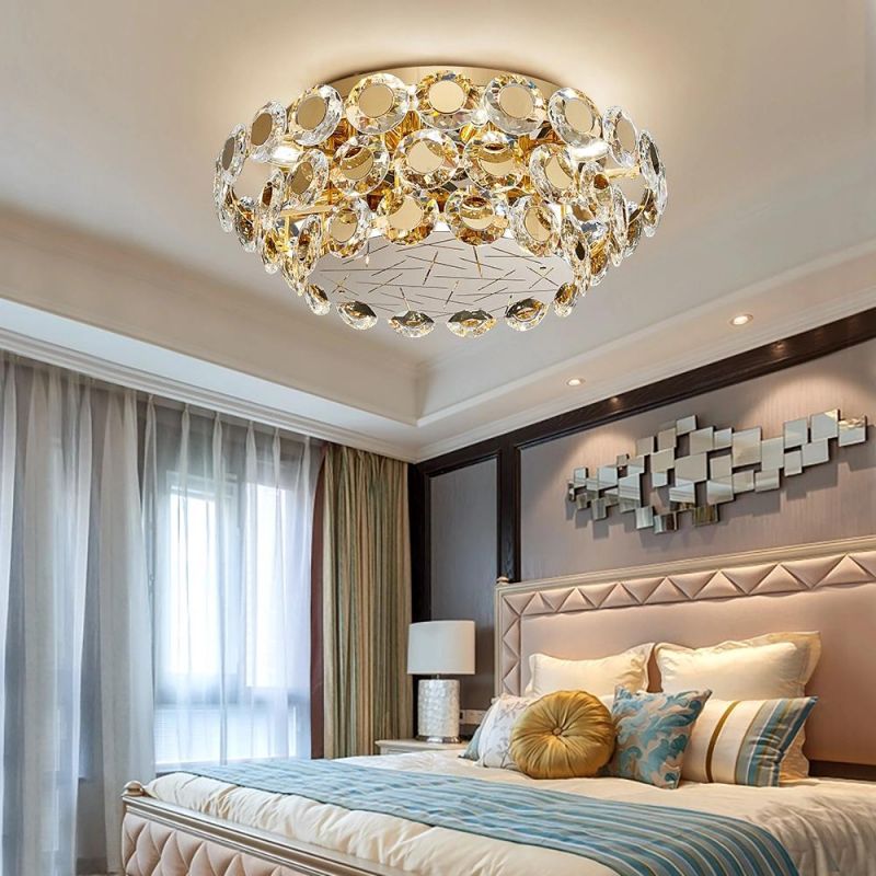 Modern LED Crystal Chandelier Luxury Gold Lustres Round Chandelier Crystal Lighting (WH-CA-73)