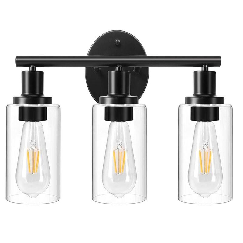 Wall Vanity Light Fixture 3-Light Wall Sconce Lighting Modern Bathroom Lights with Clear Glass Shade Porch Wall Lamp for Living Room Bedroom Hallway Mirror