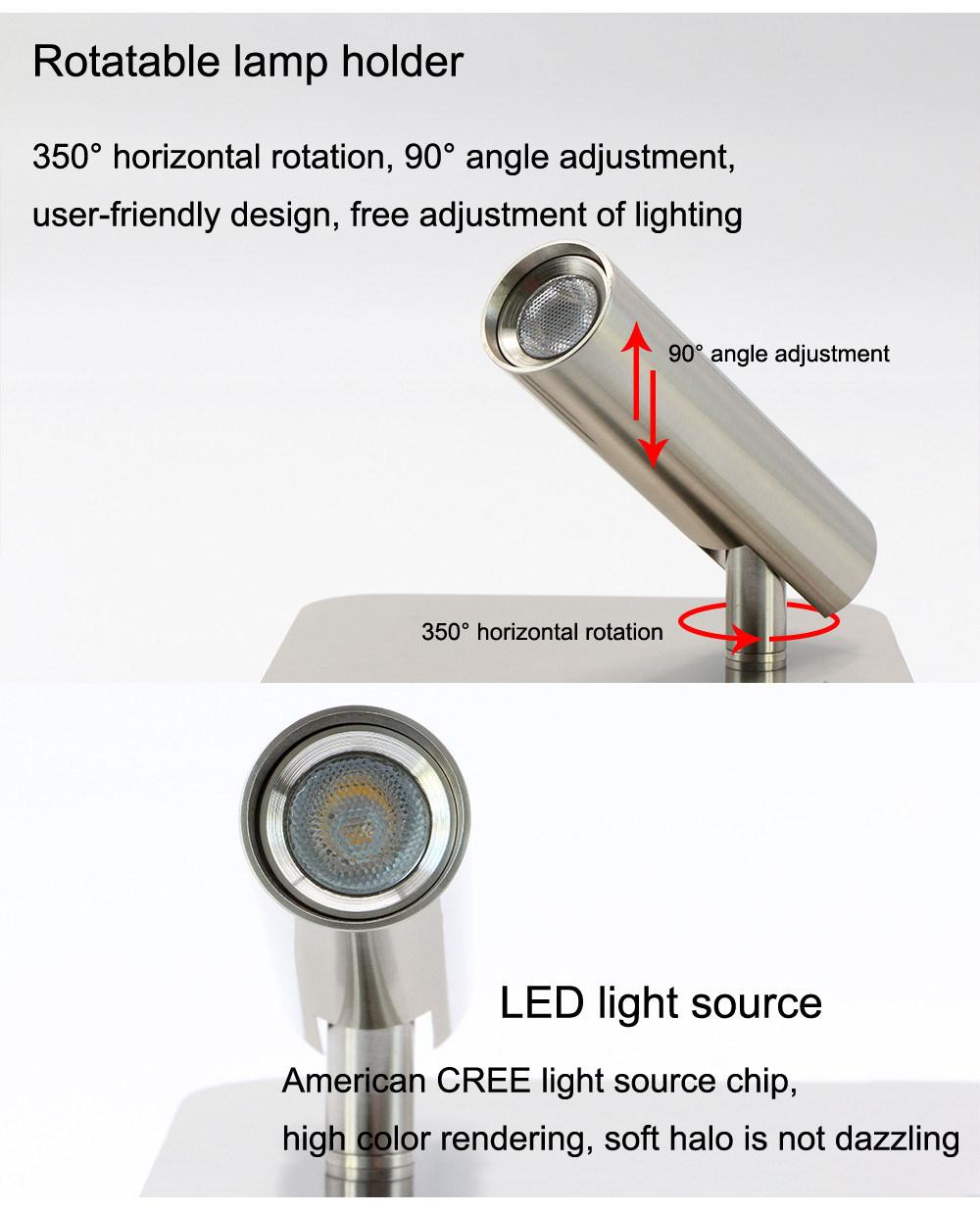 LED Wandlamp Wall Lamp Aluminum Backlit Hotel Lighting Head Adjustable Bedside Reading Lamps 100-240V