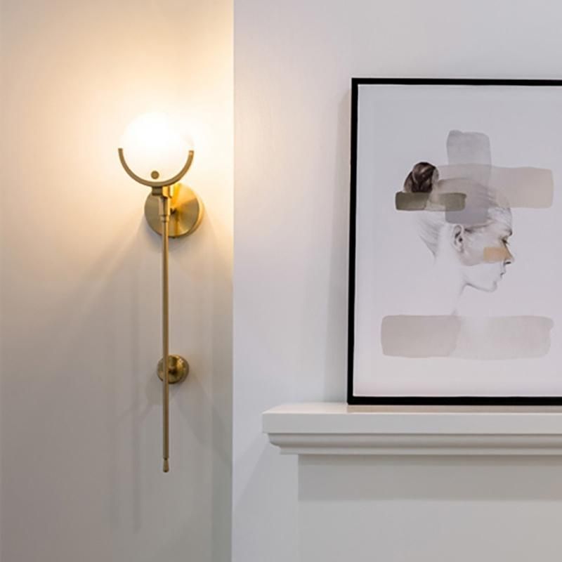 New Chinese Style Living Room Bedroom Full Copper Marble Wall Lamp