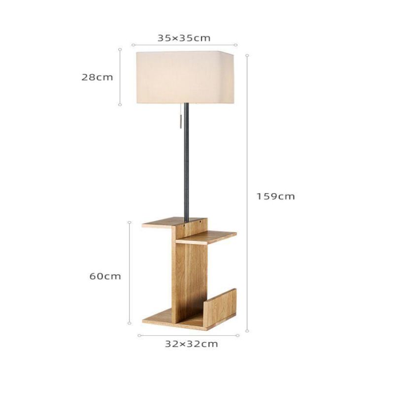 Solid Wood Magazine Minimalist Home Living Storage Lambader Wooden Floor Lamp