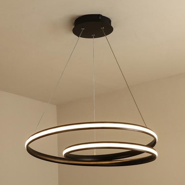 How Bright Black Certificate Modern Aluminum Ring Ceiling LED Chandelier for Living Room Pendant Light