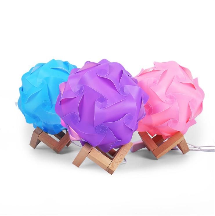 New Design Jigsaw Puzzle DIY LED Table Night Lamp Modern 1PC LED Bedside Night Light with Wood Bracket Hot 3D Illusion Table Night Lamp