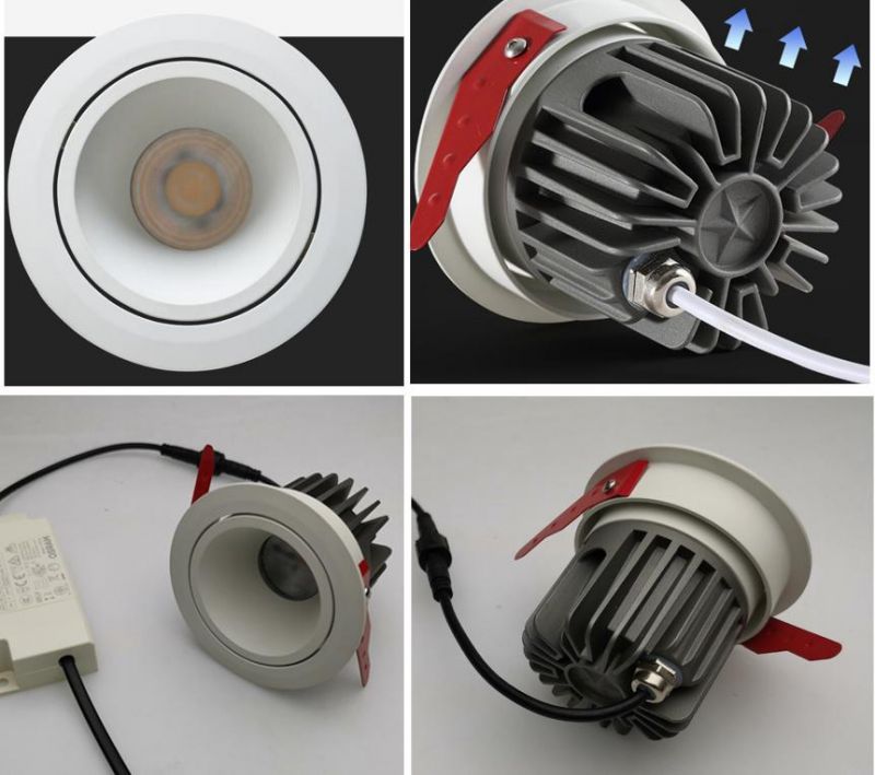 12W IP65 Waterproof and Anti-Fog Embedded Adjustable Angle Downlight