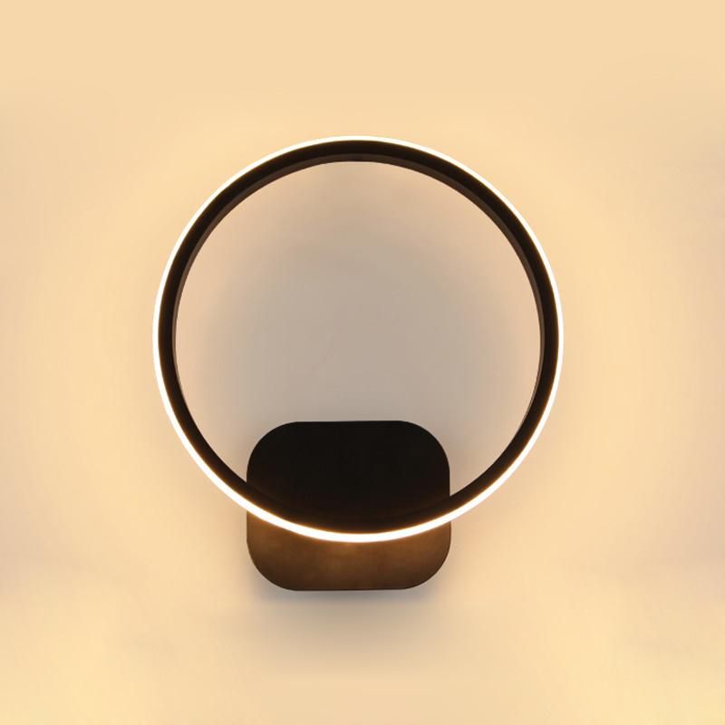 Modern Nordic Matt Black Round 15W LED Aluminium Wall Lights for Villa
