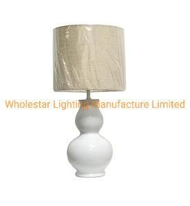 Ceramic Table Lamp with Linen Fabric Shade (WHT-572)