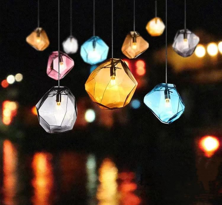 Modern Simple Color Glass Chandelier Drop Light Dome Glass Droplight Home Lighting Pendant Lamp