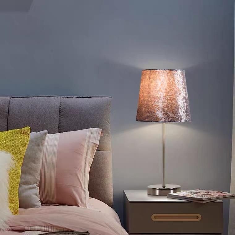 Plush Table Lamp Bedroom Bedside Lamp Flocking Texture Simple Creative Modern Night Lamp Wedding Room Warm Decorative Lamp