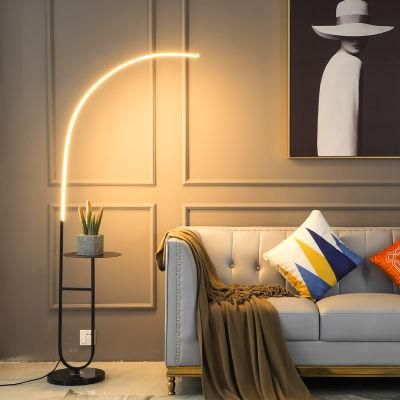 Nordic Coffee Table Floor Lamp LED Living Room Dimming Remote Control Modern Minimalist Line Standing Floor Lamp Marble