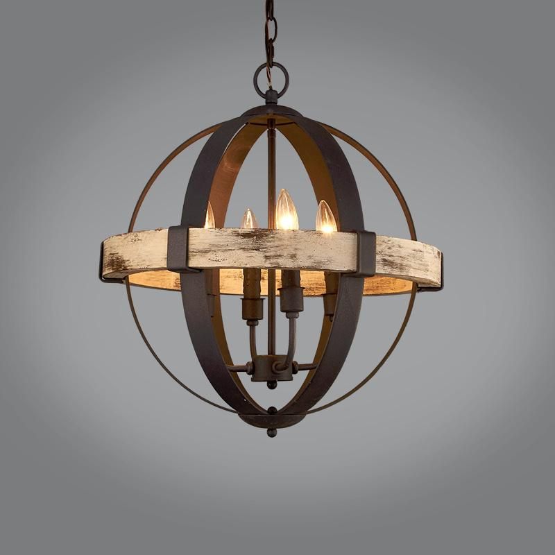 American Country Chandelier Restaurant Clothing Store Loft Wrought Iron Cafe Globe Pendant Light (WH-VP-101)