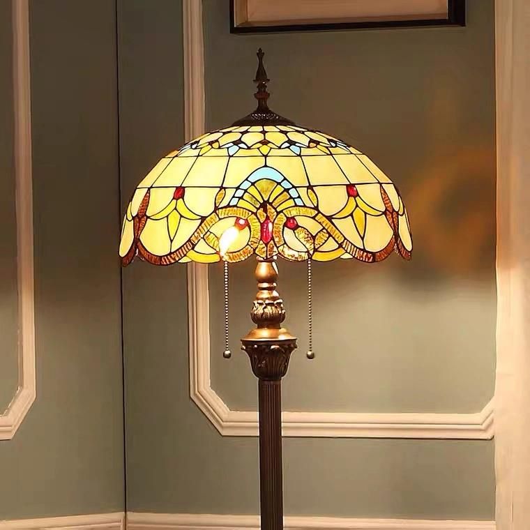 Yixuan European and American Baroque Creative Warm Color Bedroom Living Room Study Floor Lamp Remote Control Retro Vertical Table Lamp