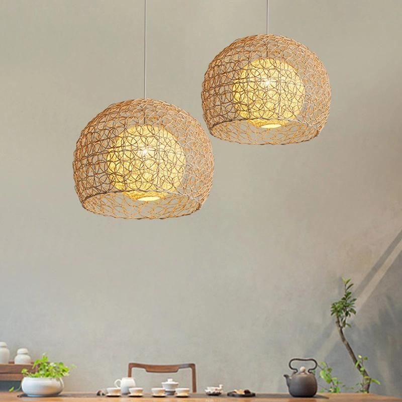 Wooden Round Lantern Chandeliers Dining Room Restaurant Kitchen Pendant Lamp