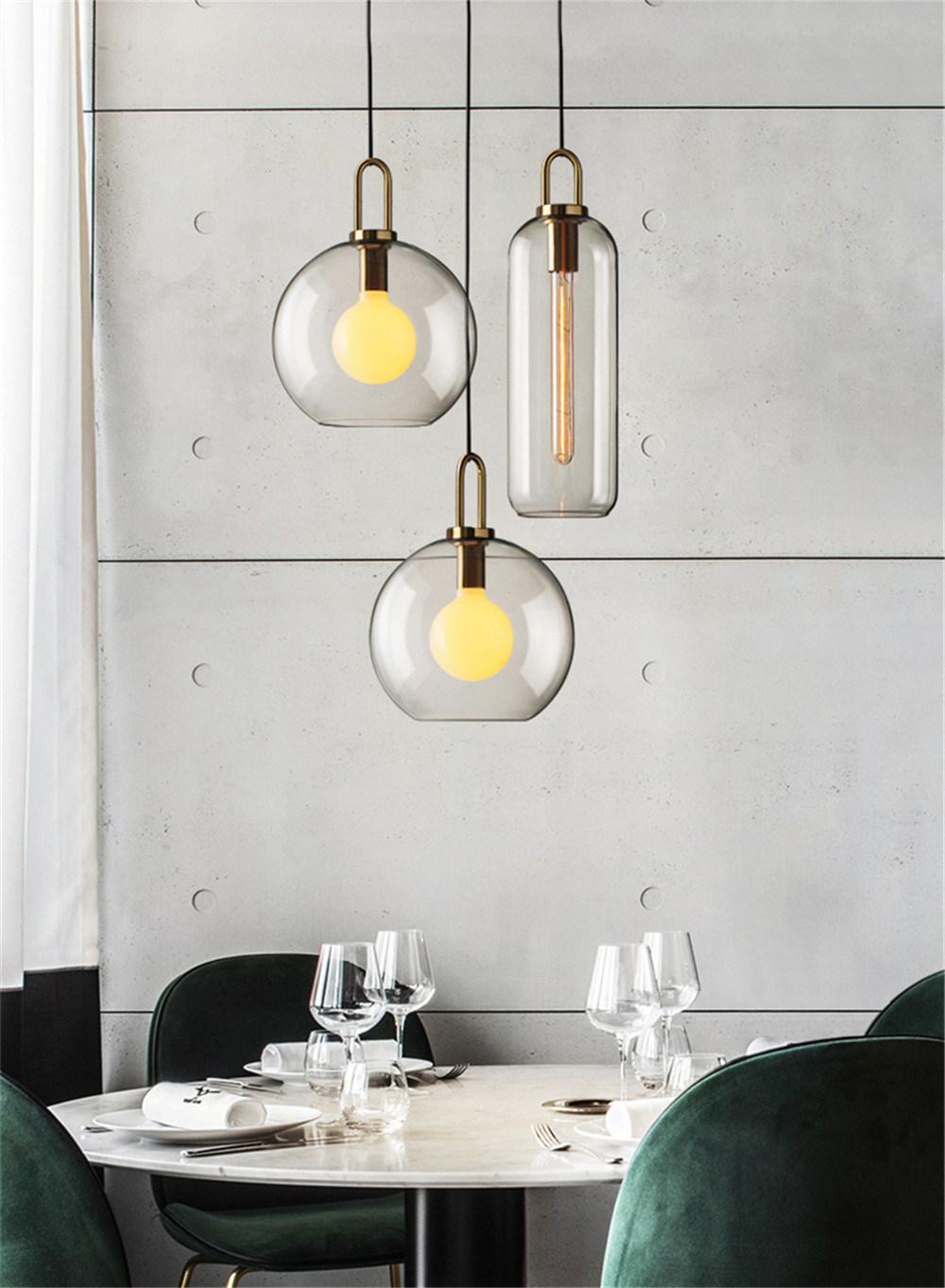 American Retro Decor Glass Pendant Lights Industrial Loft Bedroom Kitchen Hanging Lighting Art Smoke Glass Suspension Lights