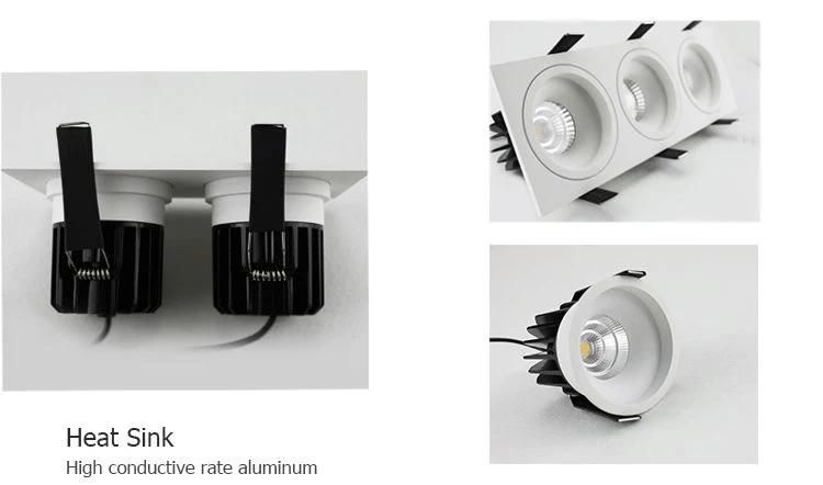 2X10W with Single Double Triple Frame COB LED Spotlight High CRI>90 Dimmable Ceiling Recessed LED Downlight
