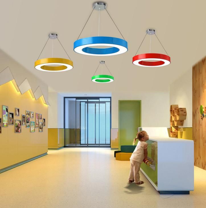 Modern Simple LED Circular Ring Various Shapes 40W 60W Aluminum Hanging Wire Pendant Lamp