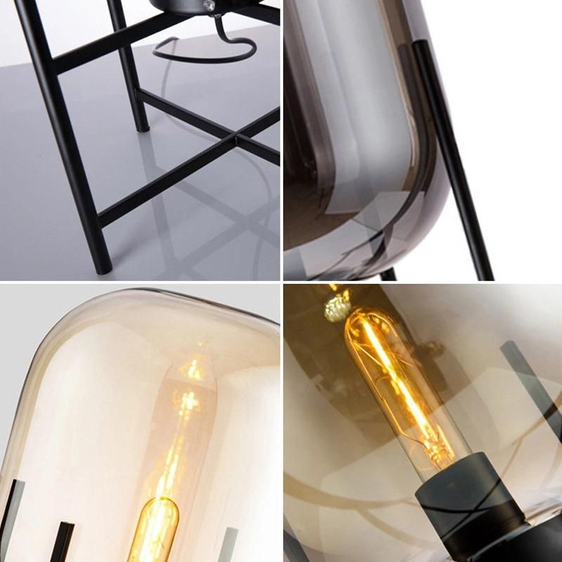 Home Deco Lighting Fixtures LED Living Room Bedroom Smoke Gray Glass Standing Lamp (WH-MFL-28)