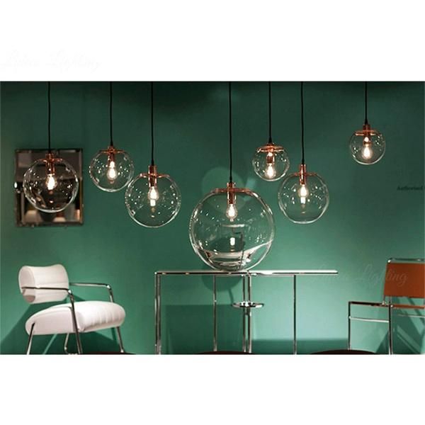 Modern Art Globe Clear Glass Hanging Pendant Lamp for Living Bedroom Chandelier