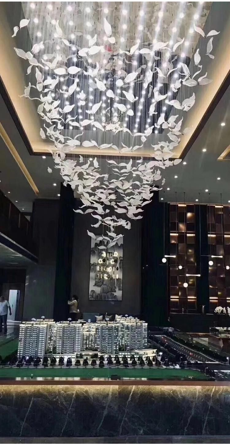 Bird Shape Decor Super Market Store Show Room Custom Large Luxury Glass LED Chandelier Light