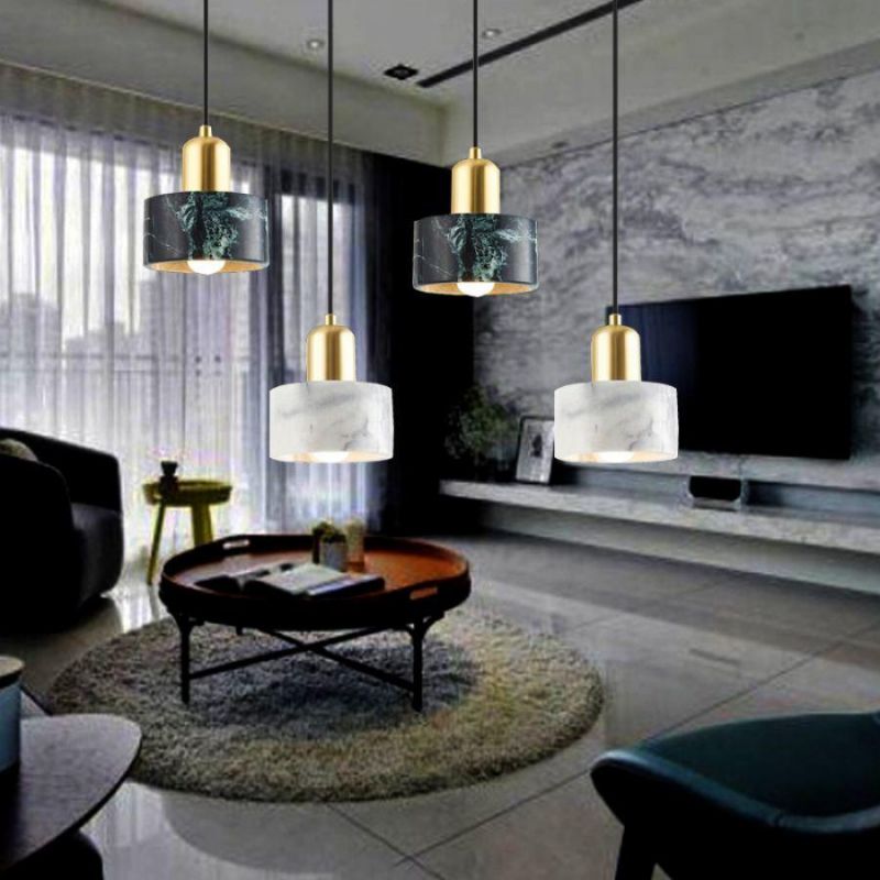 Natural Marble Decorative Pendant Lamp Nordic Style Luxury Bedroom Restaurant Bar Copper Suspended Lights G9 LED Lamp