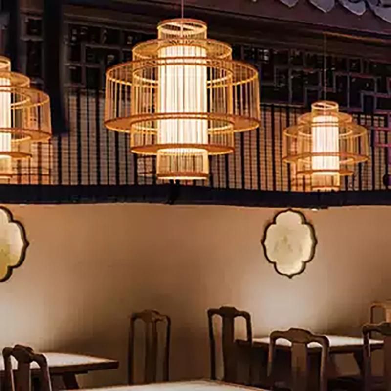 Traditional Wooden Lantern Chandelier Restaurant Kitchen Dining Room Pendant Lamp