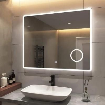 Hotel Home Wall Mounted Decorative Frameless Rectangle Round Bathroom Backlite Smart LED Mirror Lamp