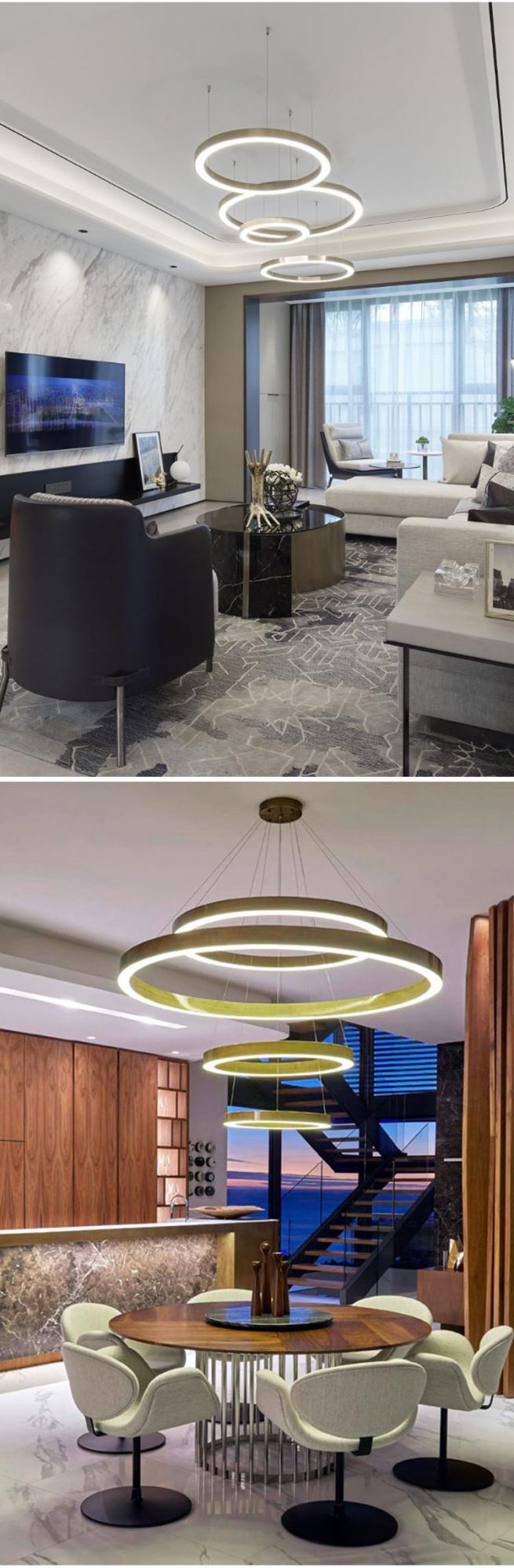 New Product Decorative Commercial Hotel Staircase Show Room Custom Round Chandelier Light