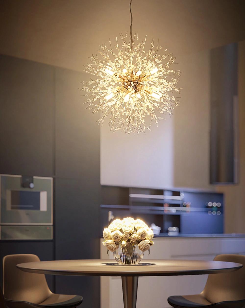 Modern Crystal LED G9 Dandelion Chandelier Lighting for Dining Room / Restaurant / Shops
