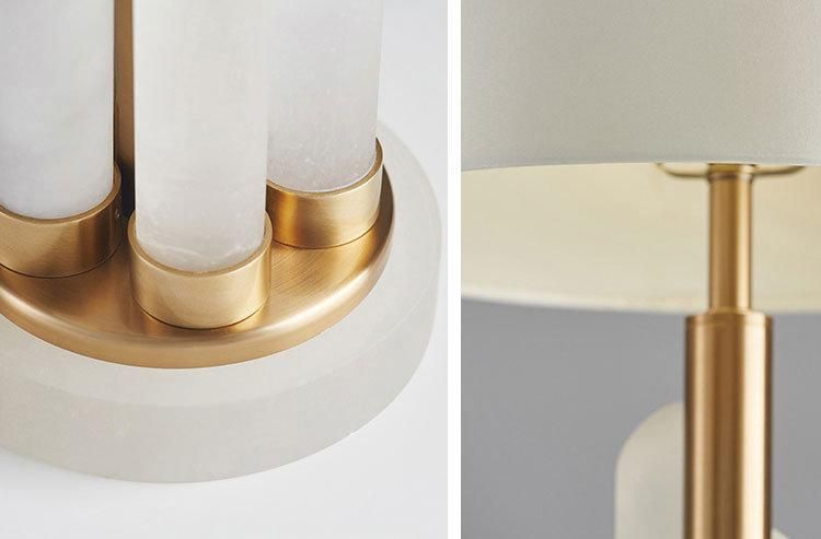 High Quality White Cloth Art Desk Light Bedroom Foyer Study Lighting Fixture E27 LED Lamp Modern Metal Marble Table Lamp