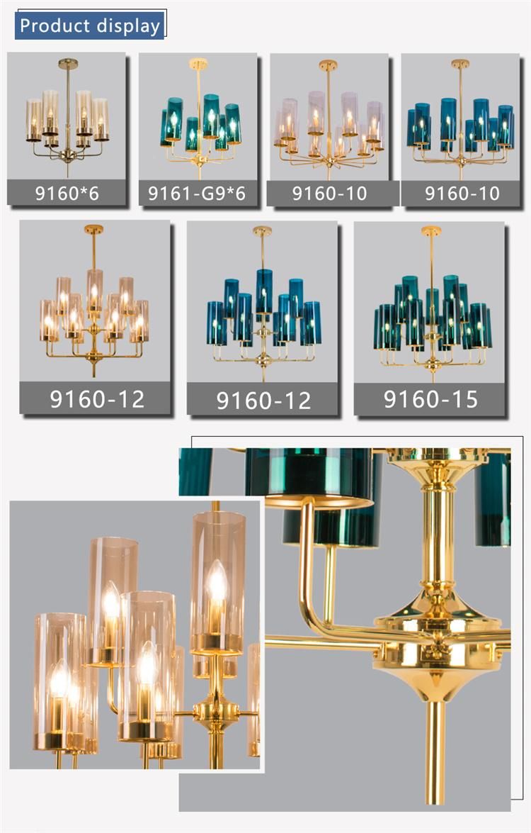 Modern Chandelier Glass Material E14 Light Source Muiti Head Lighting