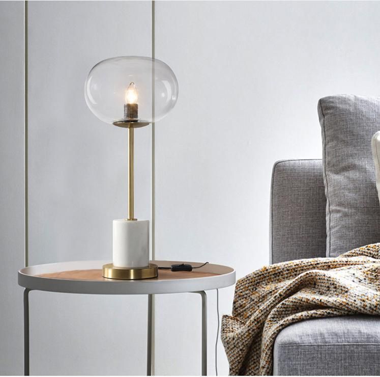 European Design Simple Bedside Night Nordic Home Decor Desk Lighting Modern Home Living Room Bedroom Study Brass Marble Base Luxury Table Desk Lamp