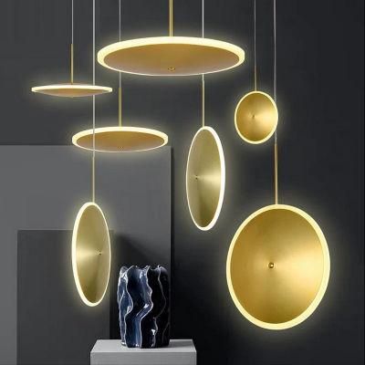 Modern Restaurant Villas Stairs LED Pendant Light, Finished in Brush Brass, with Acrylic Cover