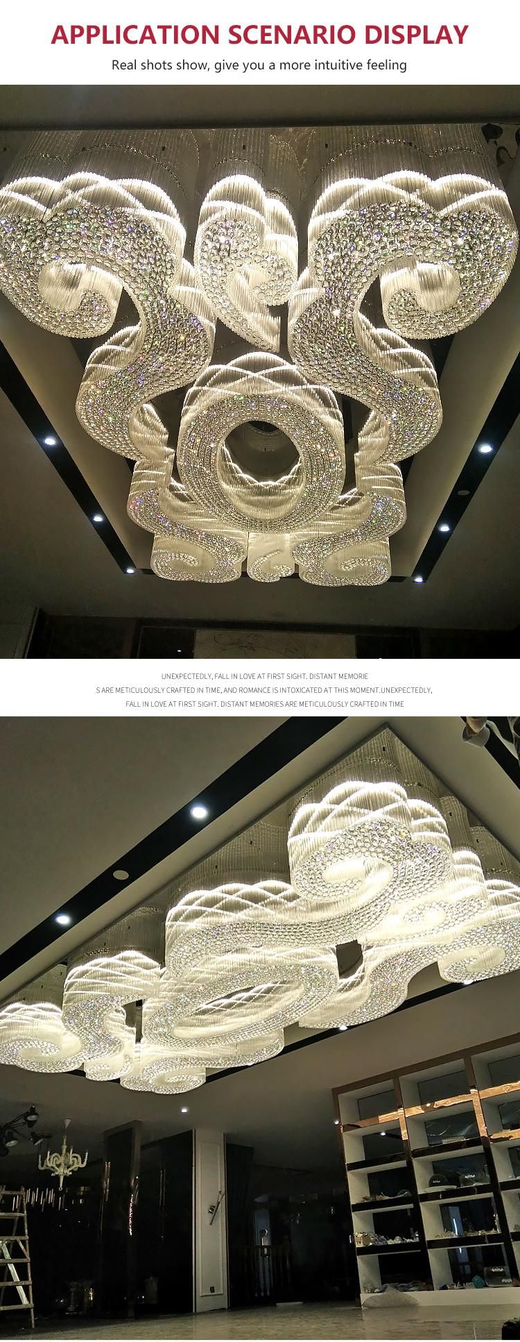 Modern Luxury Hotel Villa Club Project Custom Large Glass Stair Chandelier Ceiling Lamp