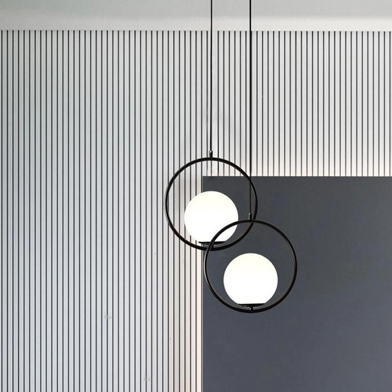Nordic Ball Pendant Lights Black Silver Gold Metal Lamp Simple Bar Dining Room Sphere Pendant Lamp (WH-AP-286)