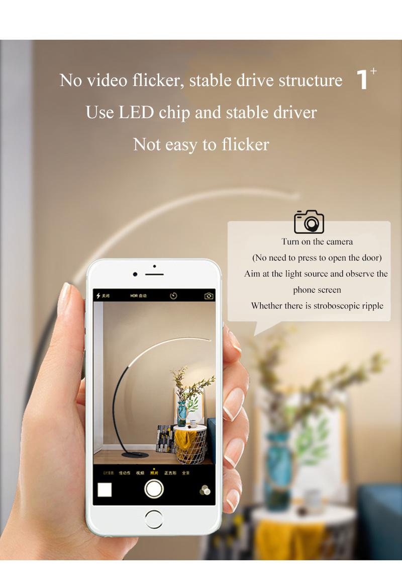 Arc Floor Lamp Dimmable APP Control Colorful Black White Corner Floor Lamp Bedroom Decor Stand Lighting (WH-MFL-16)