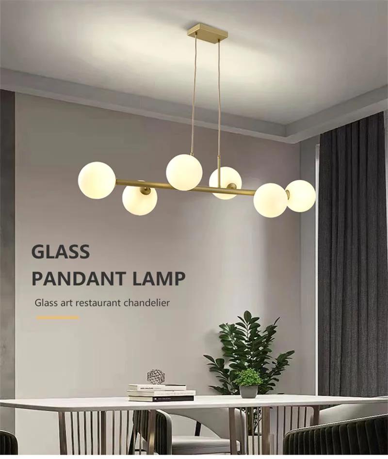 LED Modern Indoor Northern Europe Style Lamp Decorative Drawing Room Glass Lampshade Black Ceiling Chandelier Pendant Light