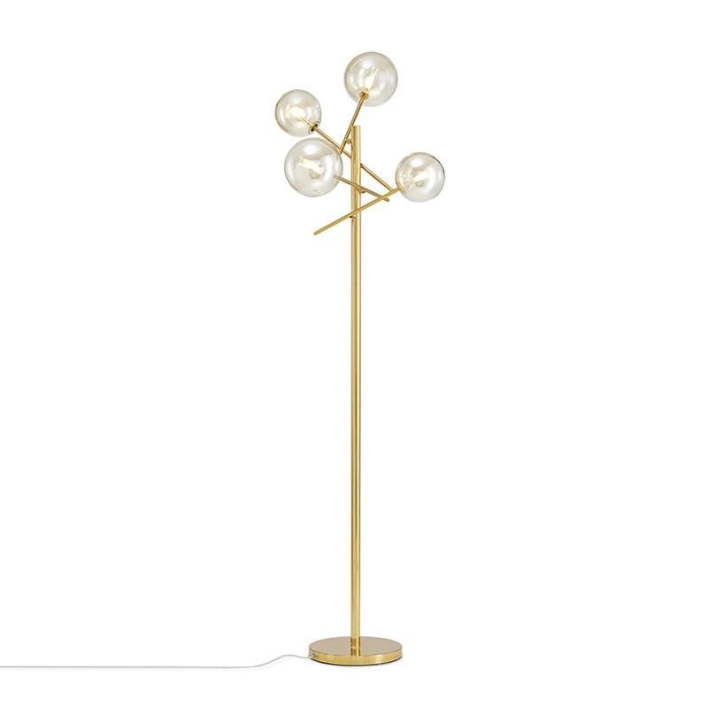 Modern Floor Lamp G4 Amber Glass Floor Lamps Standing Light Glass Shade Metal Base Standing Lamp (WH-MFL-71)