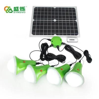 Synsvo 25W Solar System with 4 Lamp Mobile Charging 100% Solar Power USB Mobile Charger Solar Light