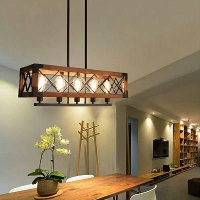 Retro LED Pendant Light American Nordic Loft Wood Pendant Light Indoor Industrial Decor Lamp (WH-VP-82)