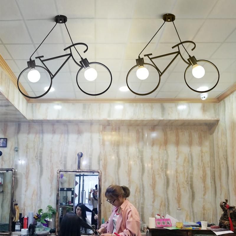 Industrial Pendant Lights Vintage Iron Bicycle Hanglamp for Bar Decor E27 Loft Round Pendant Light (WH-VP-65)