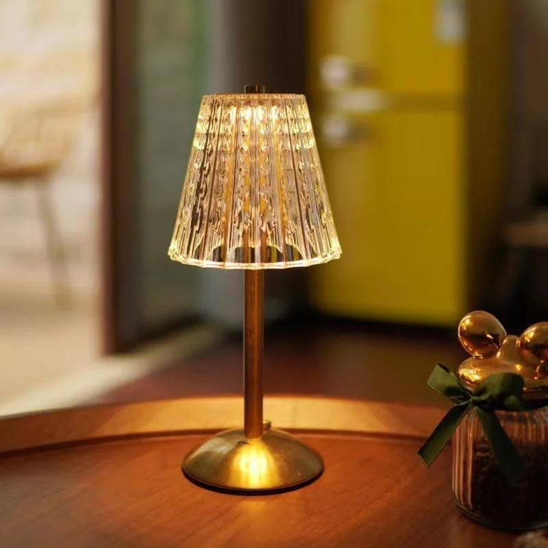 Diamond Crystal Lamp Decorative Lamp Bedroom Eye Protector Touch Bedside Night Lamp Creative Bar Charging Atmosphere Lamp
