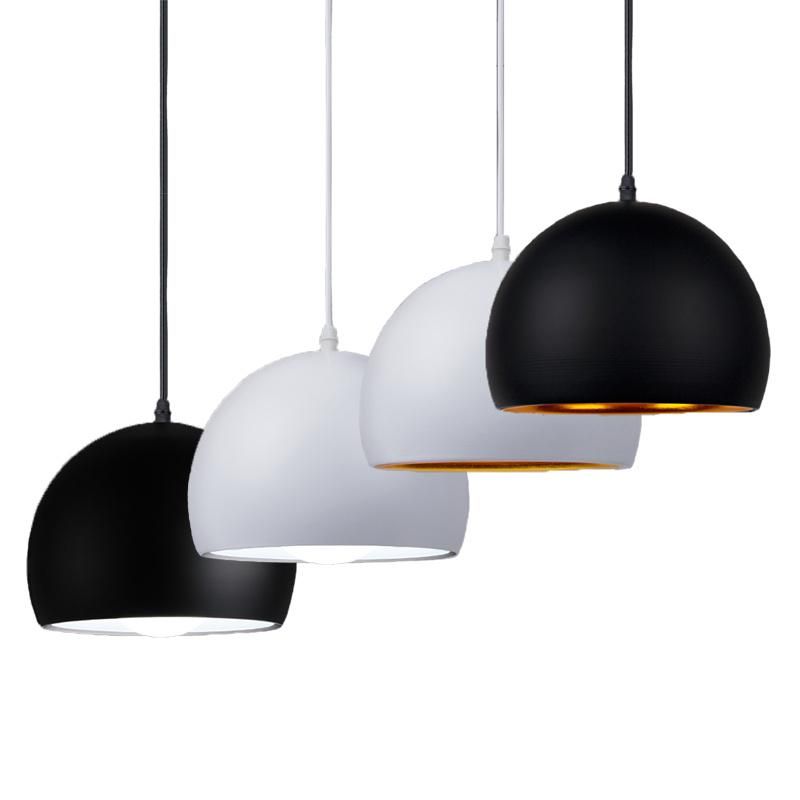Simple Ball Pendant Lights 20cm 25cm Decorative E27 Lamps Restaurant White Black Pendant Lamp (WH-VP-96)
