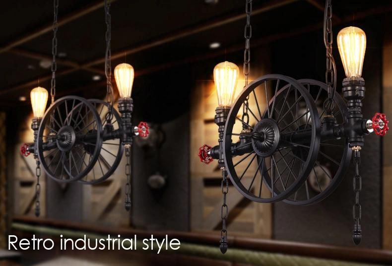 Retro Water Pipe Wheel Chandelier Industrial Restaurant Bar Light American Iron Vintage Chandelier (WH-VP-77)