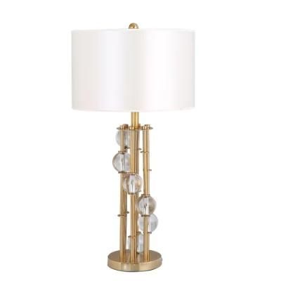 Elengance Crystal Base Fabric Shade Bedside Table Lamp