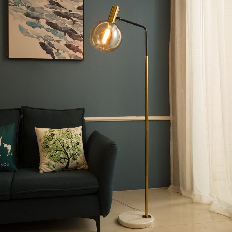 Modern LED Standing Light Living Room Bedroom Study Glass Lamp Black Gold White Metal Marble Floor Lights (WH-MFL-92)