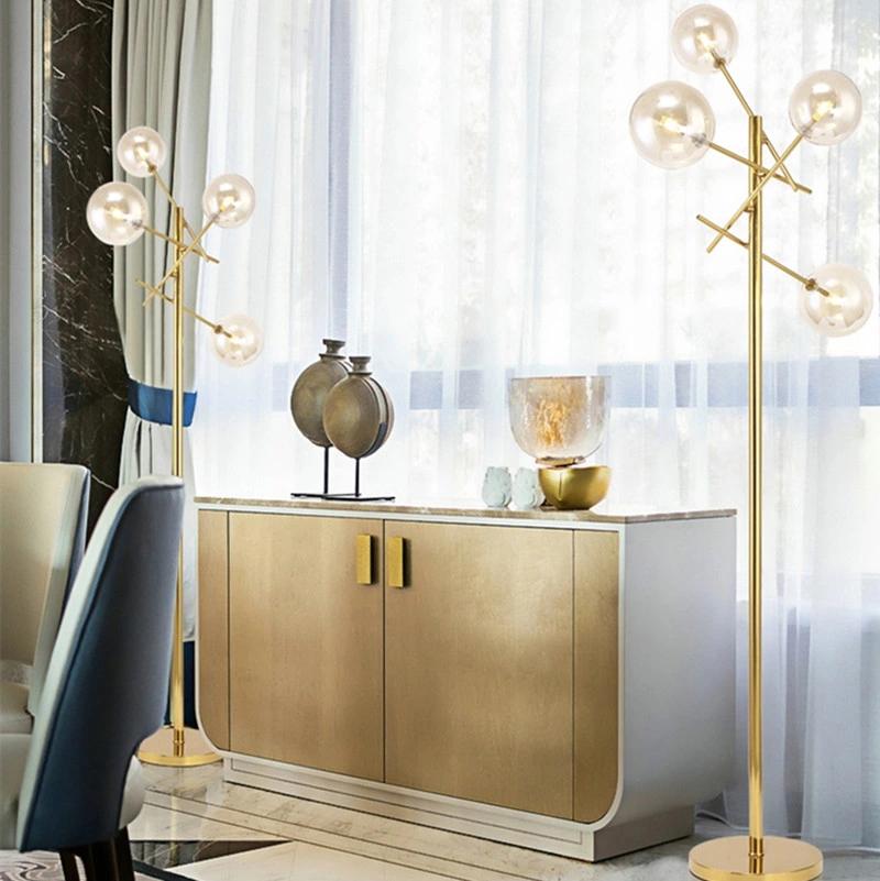 Modern Floor Lamp G4 Amber Glass Floor Lamps Standing Light Glass Shade Metal Base Standing Lamp (WH-MFL-71)