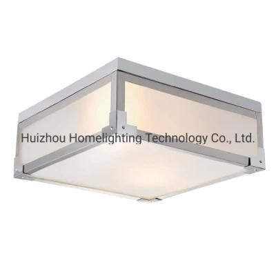 Jlc-H30 Square 2-Light Flush Mount Ceiling Light with Frosted Glass
