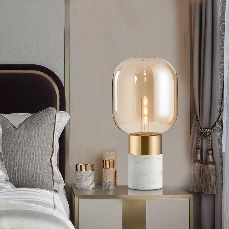 Economic Practical Simple Cute Style Glass Metal Marble Table Lamp