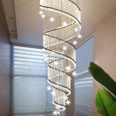 New Design Decorative Commercial Hotel Stair Custom Project Crystal Long Chandelier Light