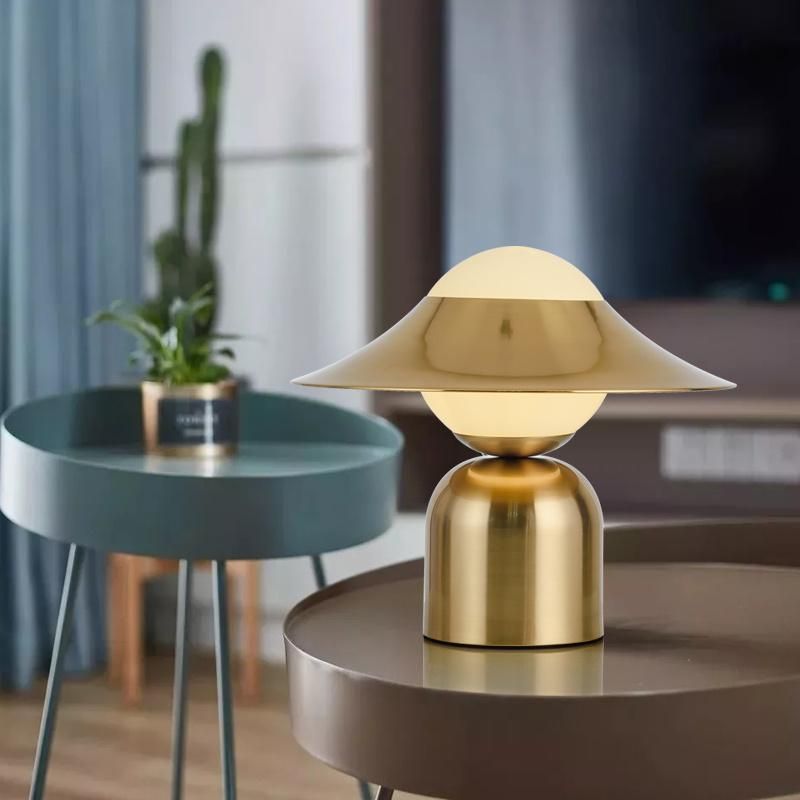 Nordic Modern Bedroom Decoration LED Lighting Hat Creative Design Gold Desk Postmodern Minimalist Metal Glass Table Lamp Dining Room Lamps Warm and Soft Light